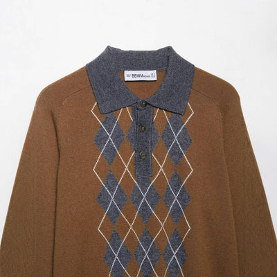 Polo Jacquard Diamante Otoño con Cuello Clásico - Image 2