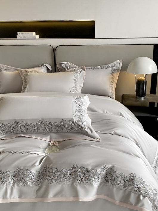 Juego de Cama 4 Piezas Algodón Pima 120 Hilos con Bordado Elegante - Image 11