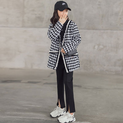 Traje Infantil Cuadros Houndstooth con Abrigo Acolchado - Image 9