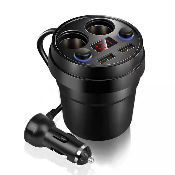 Cargador de Auto Type-C con Soporte de Taza - Carga Rápida Multifunción