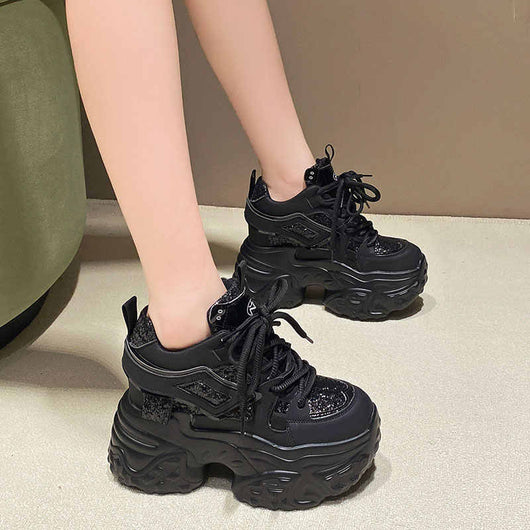Tenis Dad Shoes con Plataforma Oculta de 10cm y Lentejuelas - Image 10