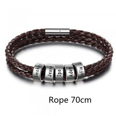 Pulsera de Cuero Trenzado Personalizada para Hombre con Nombre y Acero Inoxidable - Image 88