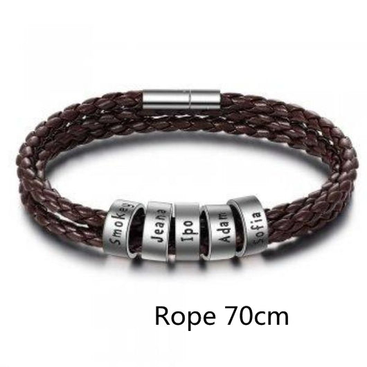 Pulsera de Cuero Trenzado Personalizada para Hombre con Nombre y Acero Inoxidable - Image 88
