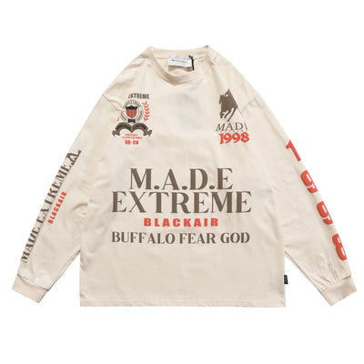 Camiseta Manga Larga Cuello Redondo con Letras Creativas para Hombre - Image 3