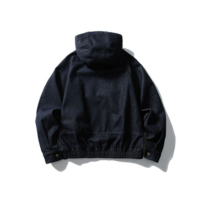 Chaqueta Denim Vintage con Capucha y Cierre para Hombre y Mujer - Estilo Casual Deslavado - Image 6