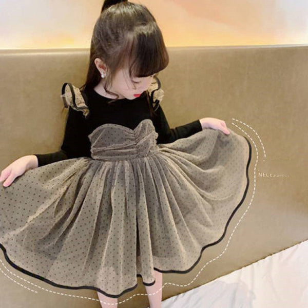 Vestido Infantil Primavera Otoño Manga Larga Estilo Occidental