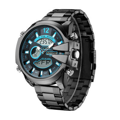 Reloj Deportivo de Acero Inoxidable Dual con Alarma LED Resistente al Agua - Image 5