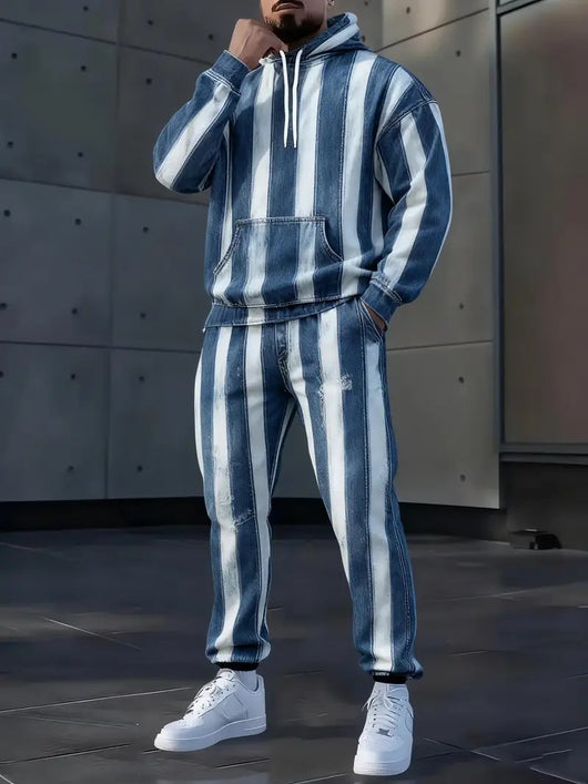 Sudadera Denim con Capucha y Estampado 3D Letrado para Hombre - Image 18