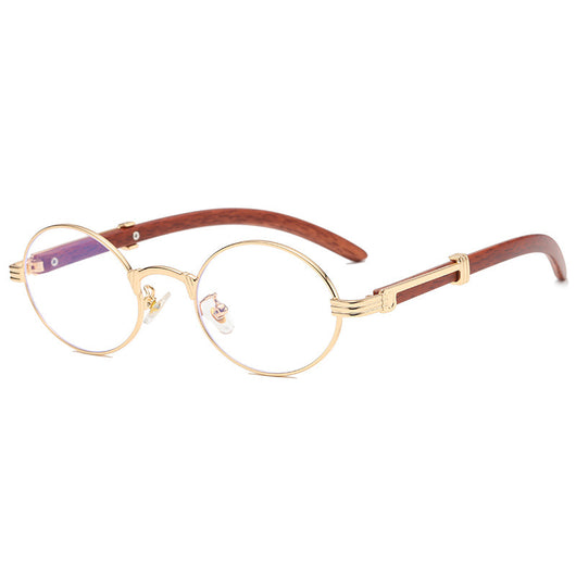 Gafas de Sol Retro Marco Redondo Pequeño con Textura Madera - Image 8