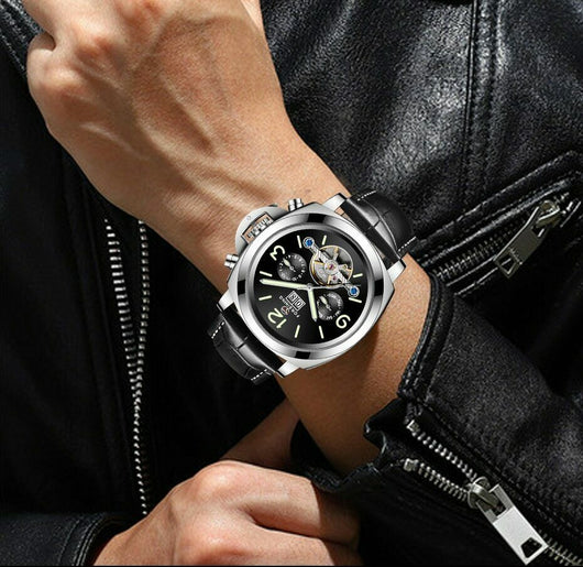 Reloj Automático Esqueleto Luminoso Doble Cara para Hombre - Image 7