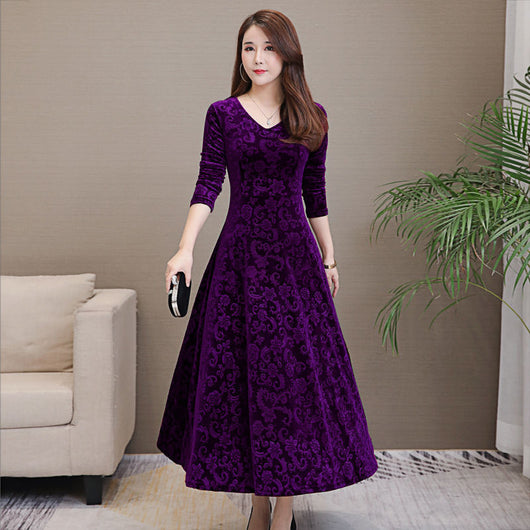 Vestido Elegante Ajustado con Manga Larga y Textura Grabada