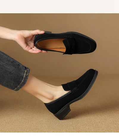 Zapatos de Tacón Grueso en Gamuza de Oveja para Primavera - Image 11