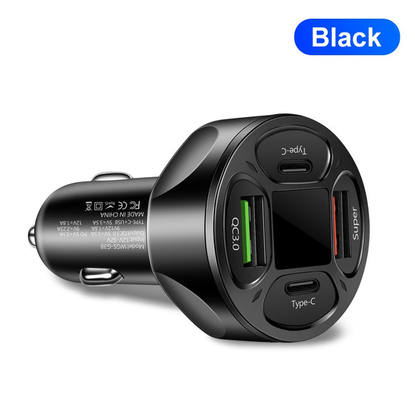 Cargador de Auto 66W con Pantalla Digital - 2 USB + 2 Type-C Carga Ultrarrápida - Image 3