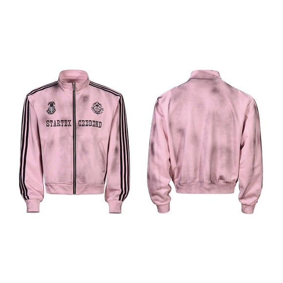Chaqueta de Cuello Alto Estilo Americano Desgastado para Otoño e Invierno