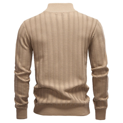 Suéter Hombre Jacquard a Rayas con Cierre Medio y Cuello Alto - Image 16