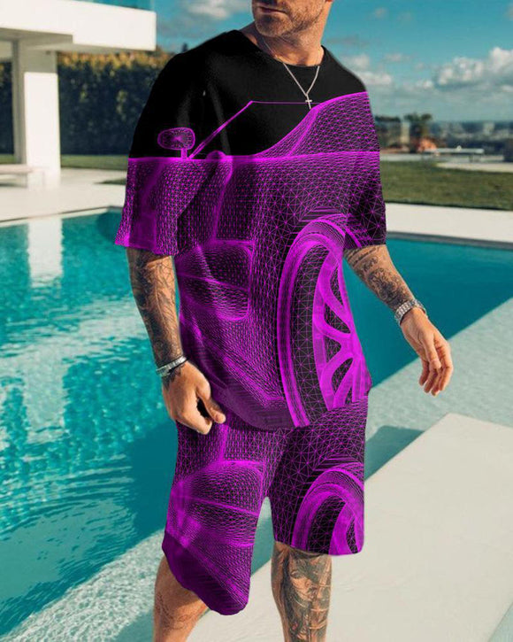 Conjunto Masculino Coreano con Estampado 3D - Traje Casual de Dos Piezas