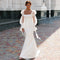 Vestido de Novia Sirena en Satén Elegante con Mangas Puff Largas