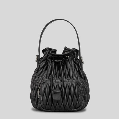 Bolso de Hombro Acolchado Nylon con Cordón y Diseño Rombo - Image 4