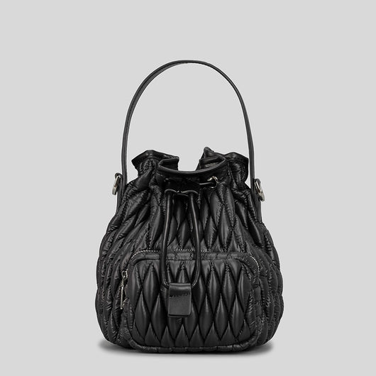 Bolso de Hombro Acolchado Nylon con Cordón y Diseño Rombo - Image 4