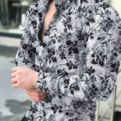 Camisa Casual de Manga Larga con Impresión Digital 3D para Hombre - Image 14
