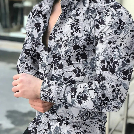 Camisa Casual de Manga Larga con Impresión Digital 3D para Hombre - Image 14