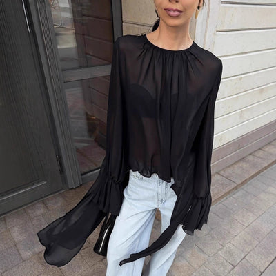 Blusa Holgada de Gasa Estilo Oscuro para Mujer - Image 2