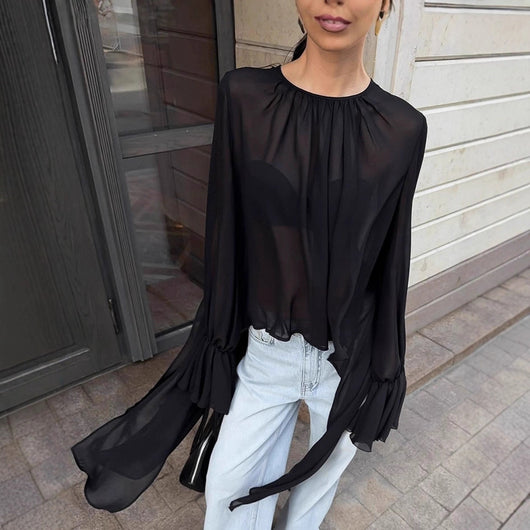 Blusa Holgada de Gasa Estilo Oscuro para Mujer - Image 2