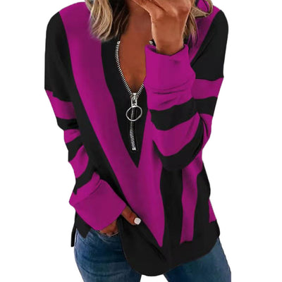 Playera de Manga Larga con Estampado V y Cierre en Pecho - Image 9