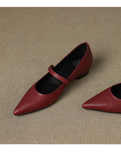 Pumps Retro Francés Punta Fina de Piel de Oveja para Mujer - Image 10