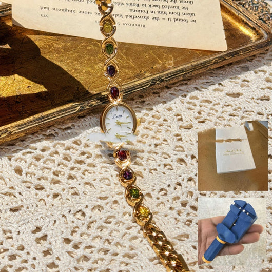 Reloj Elegante para Mujer con Gemas Arcoíris y Diseño Vintage - Image 3