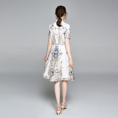 Vestido Corto Estilo Celebridad con Estampado y Cuello Solapa - Image 9