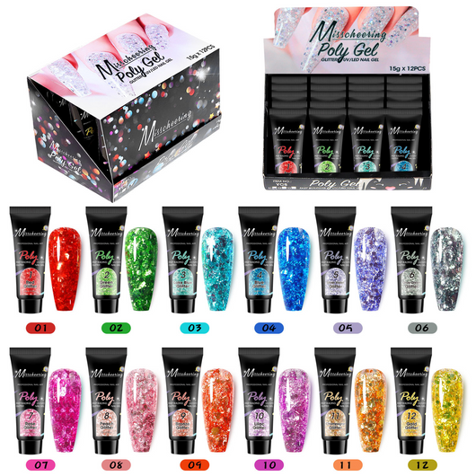 Set de 12 Colores Extensores de Uñas con Lentejuelas - Image 36