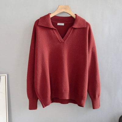 Suéter Oversize de Cuello Polo Grueso para Otoño Invierno - Image 5