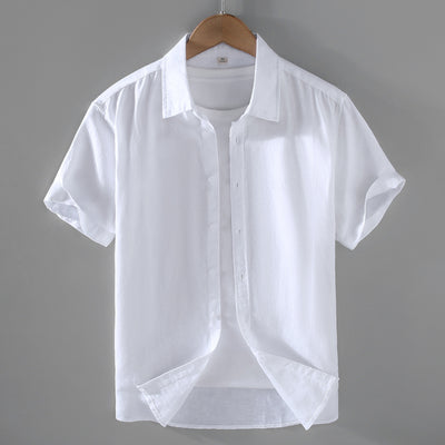 Camisa de Lino Hombre Manga Corta Suelta Casual - Image 9