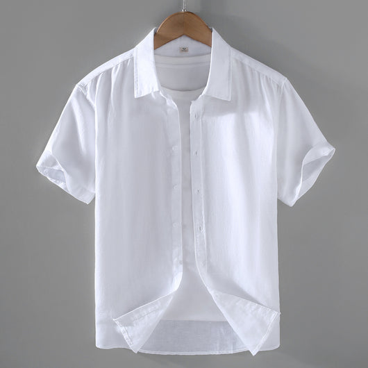 Camisa de Lino Hombre Manga Corta Suelta Casual - Image 9
