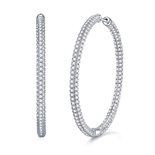 Aretes Lustrous: Conjunto de Plata S925 y Moissanita con Baño de Platino