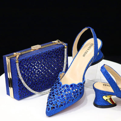 Conjunto de Sandalias de Tacón Medio Punta Cuadrada con Bolso a Juego - Image 5