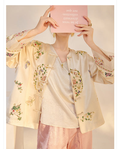 Blusa Larga Estilo Chino Premium con Bordado y Estampado Artesanal - Image 24