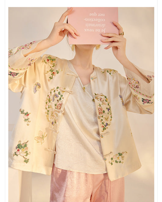 Blusa Larga Estilo Chino Premium con Bordado y Estampado Artesanal - Image 24