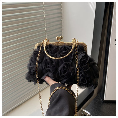 Bolso Elegante para Mujer con Patrón de Rosas y Detalle de Cadena - Image 22