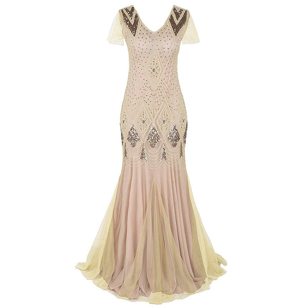 Vestido de Fiesta Talla Grande con Lentejuelas Estilo Vintage