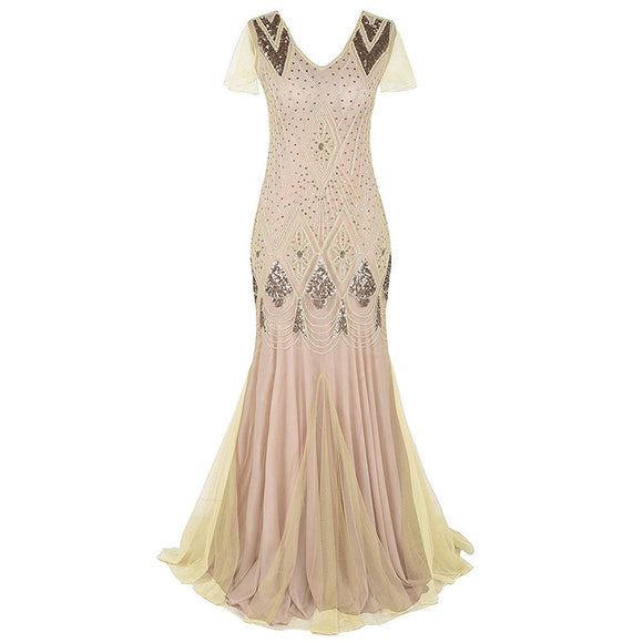 Vestido de Fiesta Talla Grande con Lentejuelas Estilo Vintage