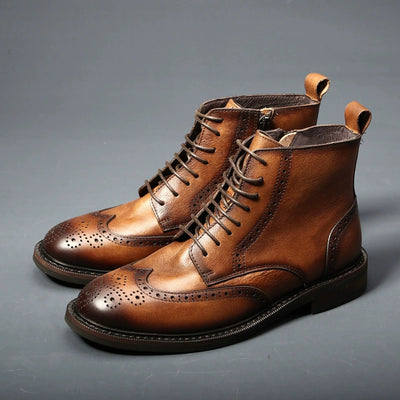 Botas de Cuero Casual para Hombre con Suela Gruesa y Estilo Moderno