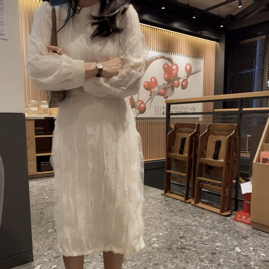 Vestido Elegante Retro Francés con Encaje y Cordones - Image 2