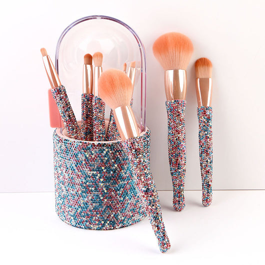 Set de 8 Brochas de Maquillaje con Incrustaciones de Diamantes - Image 3