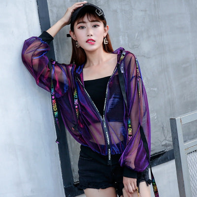 Chaqueta Beisbolera Suelta con Cintas para Mujer