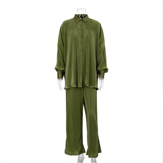 Traje de Pantalón Plisado Cintura Alta para Mujer - Image 5