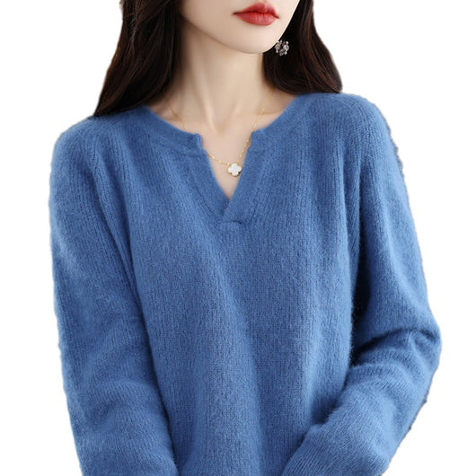 Suéter de Visón Otoño Invierno Mujer Talla Grande Holgado con Forro Polar - Image 5