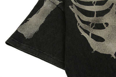 Camiseta de Algodón Lavada Estilo Vintage con Calavera para Hombre - Image 6