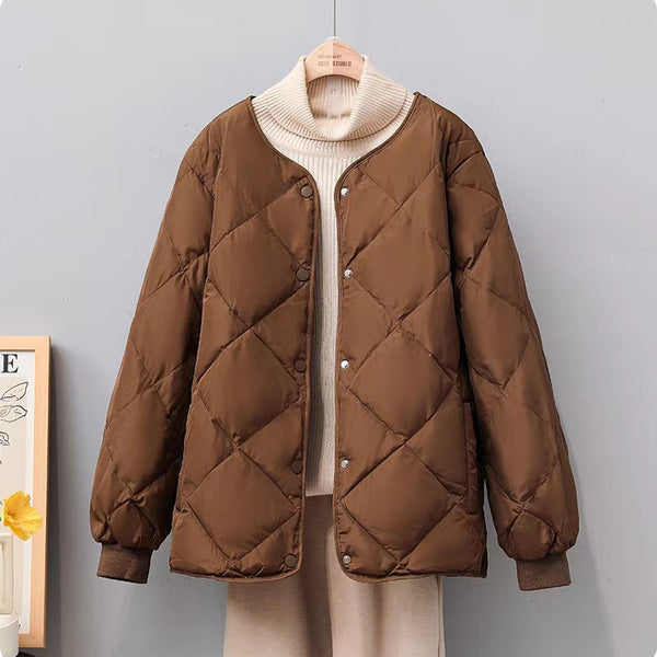 Chaqueta Corta Acolchada con Diseño Rombo para Mujer